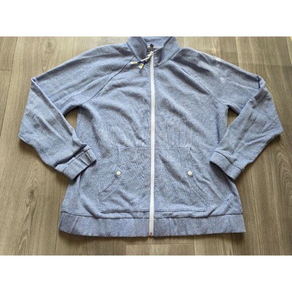 T By Talbots Blue Full-Zip Jacket L Womens Casual Cotton Blend - Picture 3 of 8